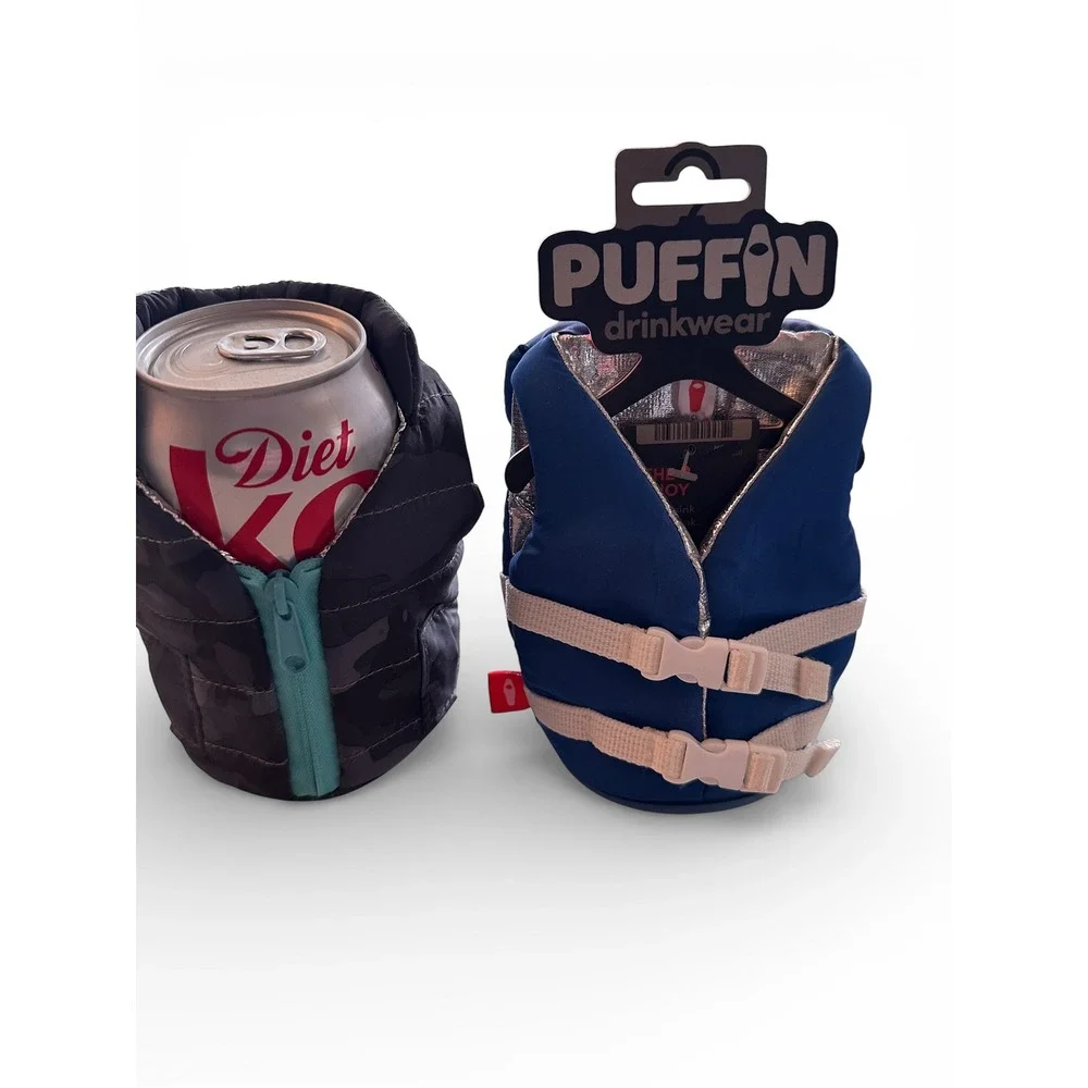 Puffin Drinkwear Beverage Cooler Bundle OS Blue Black New Life Vest Puffer Vest‎